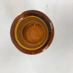 Japanese Lidded Glass Medicine Bottle Vtg Amber Color Glass 8.5 cm Vase MB17