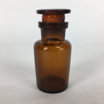 Japanese Lidded Glass Medicine Bottle Vtg Amber Color Glass 9 cm Vase MB16