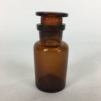 Japanese Lidded Glass Medicine Bottle Vtg Amber Color Glass 9 cm Vase MB16