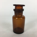Japanese Lidded Glass Medicine Bottle Vtg Amber Color Glass 9 cm Vase MB16