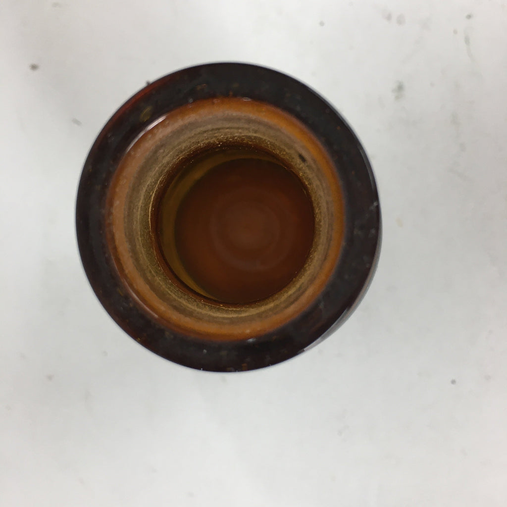 Japanese Lidded Glass Medicine Bottle Vtg Amber Color Glass 9 cm Vase MB16