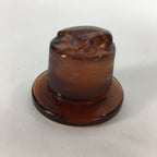 Japanese Lidded Glass Medicine Bottle Vtg Amber Color Glass 9 cm Vase MB16