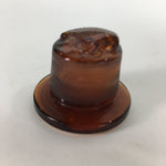Japanese Lidded Glass Medicine Bottle Vtg Amber Color Glass 9 cm Vase MB16