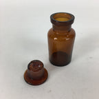 Japanese Lidded Glass Medicine Bottle Vtg Amber Color Glass 9 cm Vase MB16