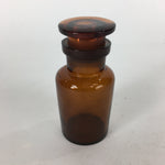 Japanese Lidded Glass Medicine Bottle Vtg Amber Color Glass 9 cm Vase MB16