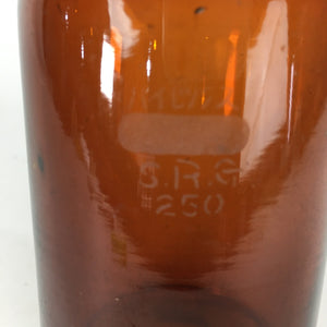 Japanese Lidded Glass Medicine Bottle Vtg Amber Glass Hi-Lex SRG 250 13.5 cm MB