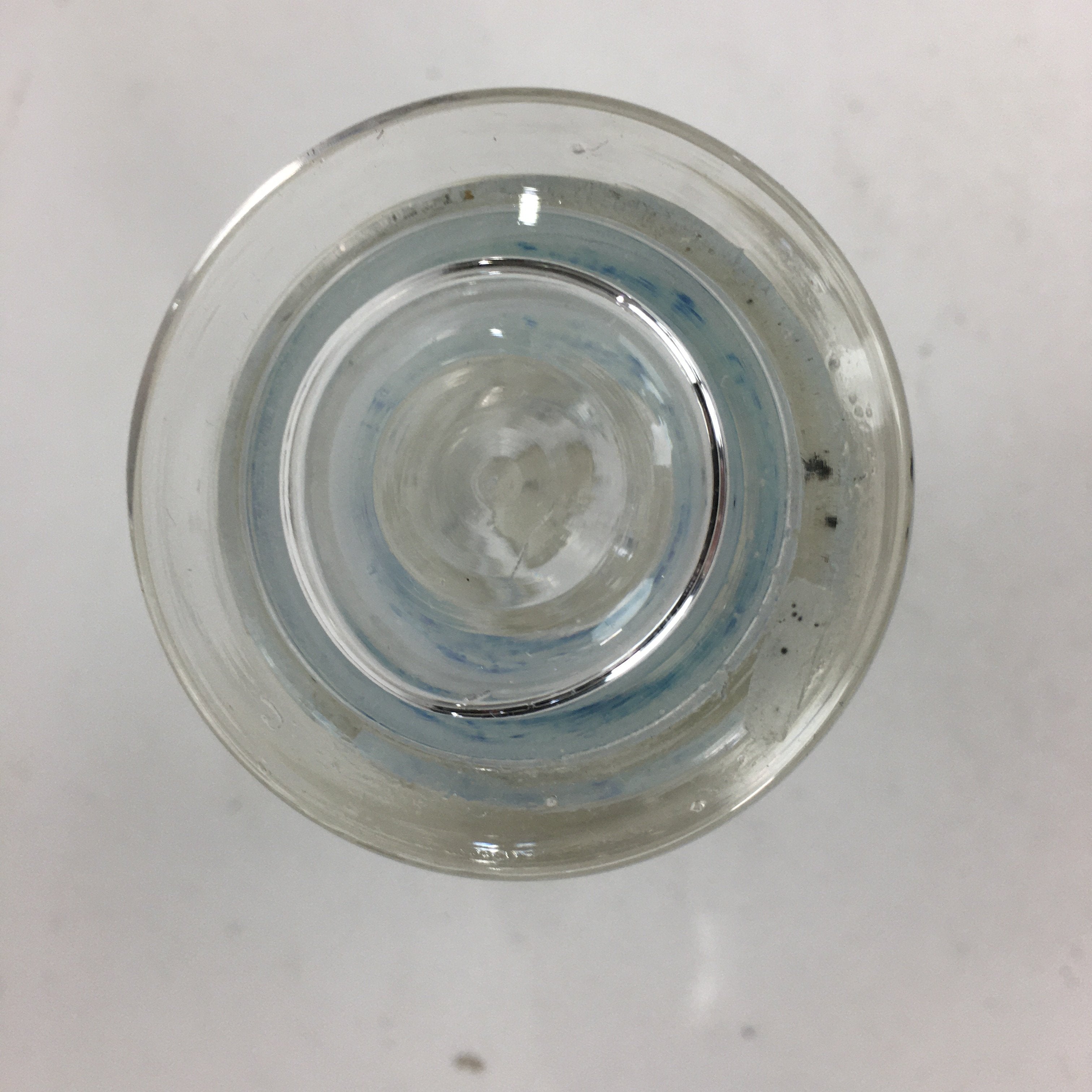 Japanese Lidded Glass Medicine Bottle Vtg Clear Color Glass 10.5 cm Vase MB21