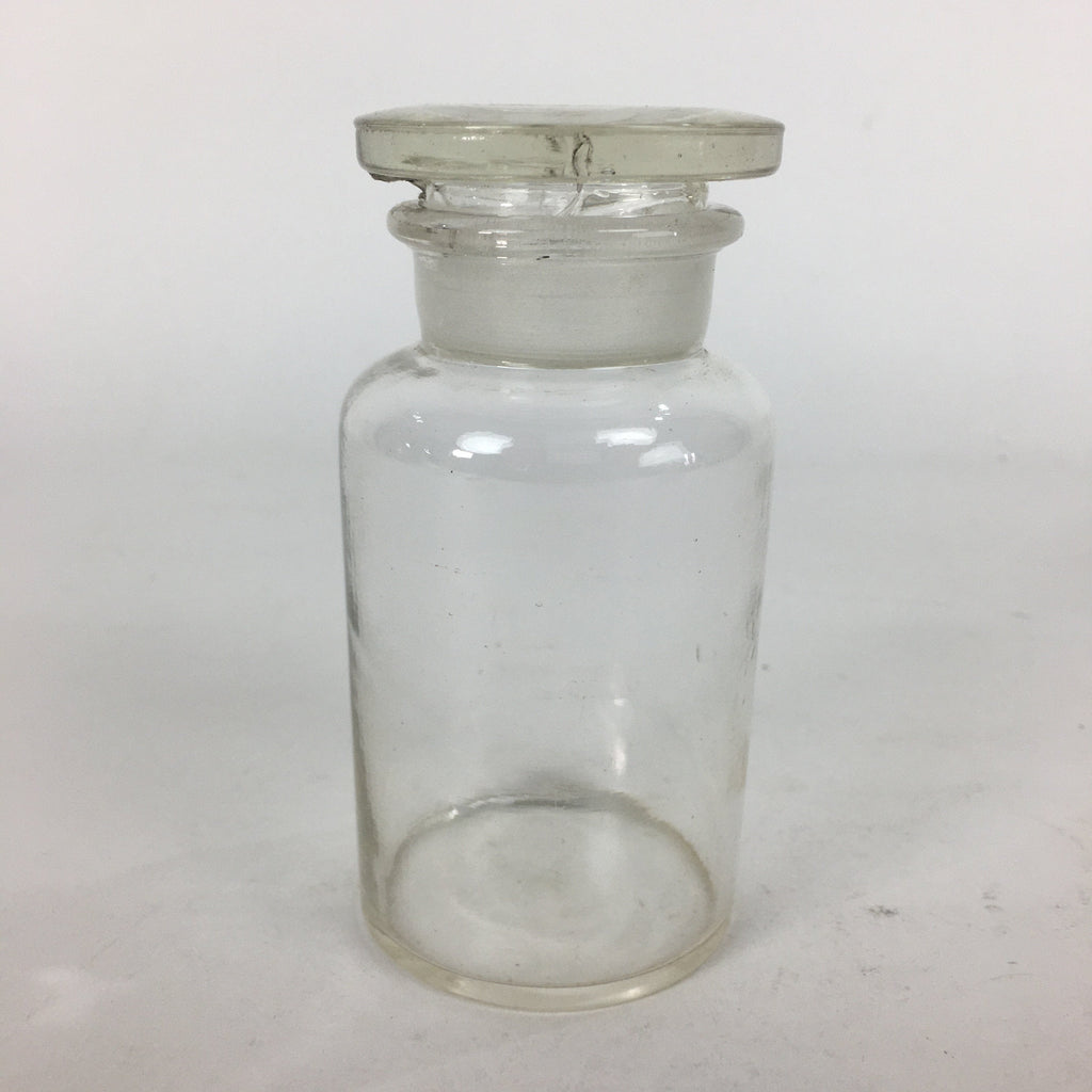 Japanese Lidded Glass Medicine Bottle Vtg Clear Color Glass 10.5 cm Vase MB22