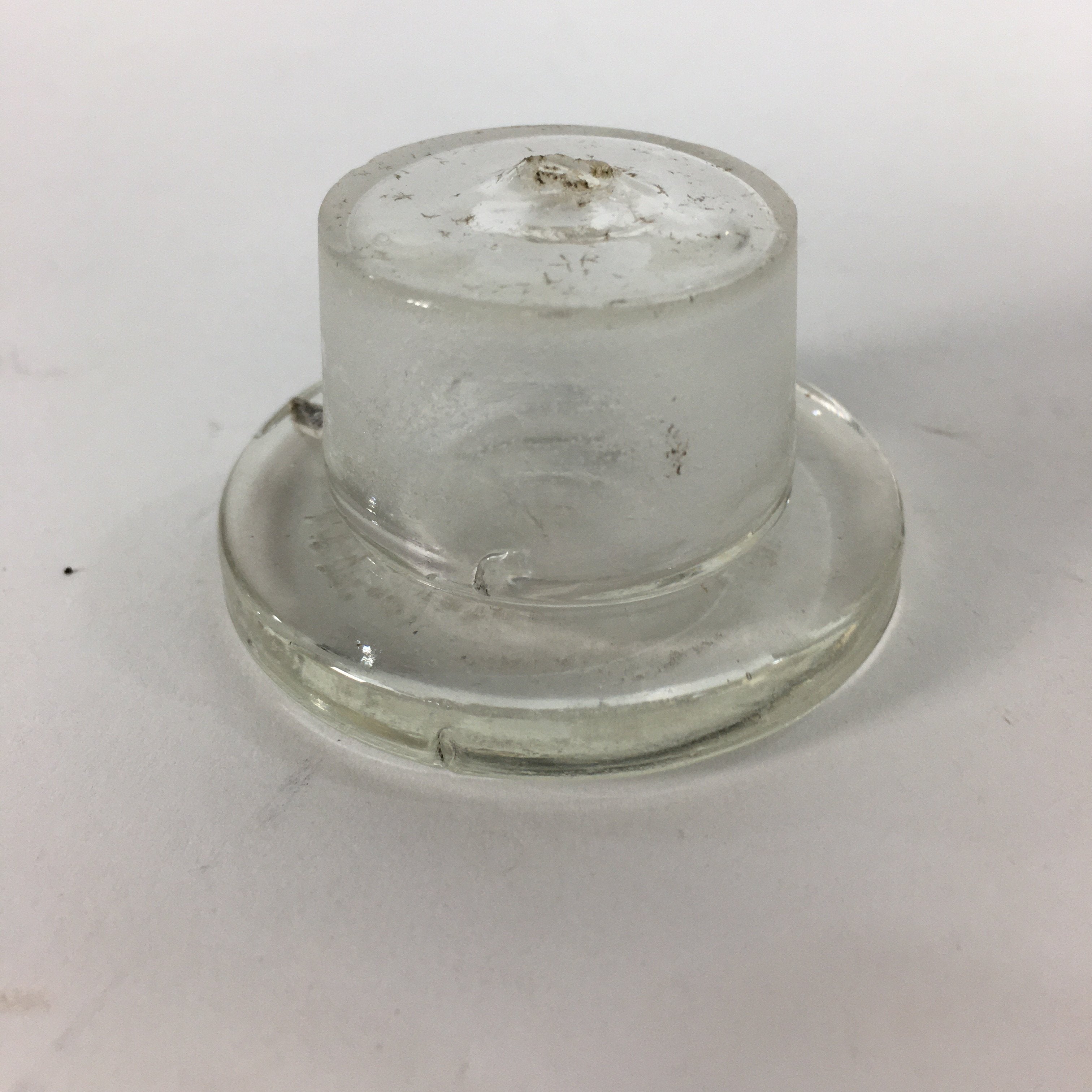 Japanese Lidded Glass Medicine Bottle Vtg Clear Color Glass 10.5 cm Vase MB22