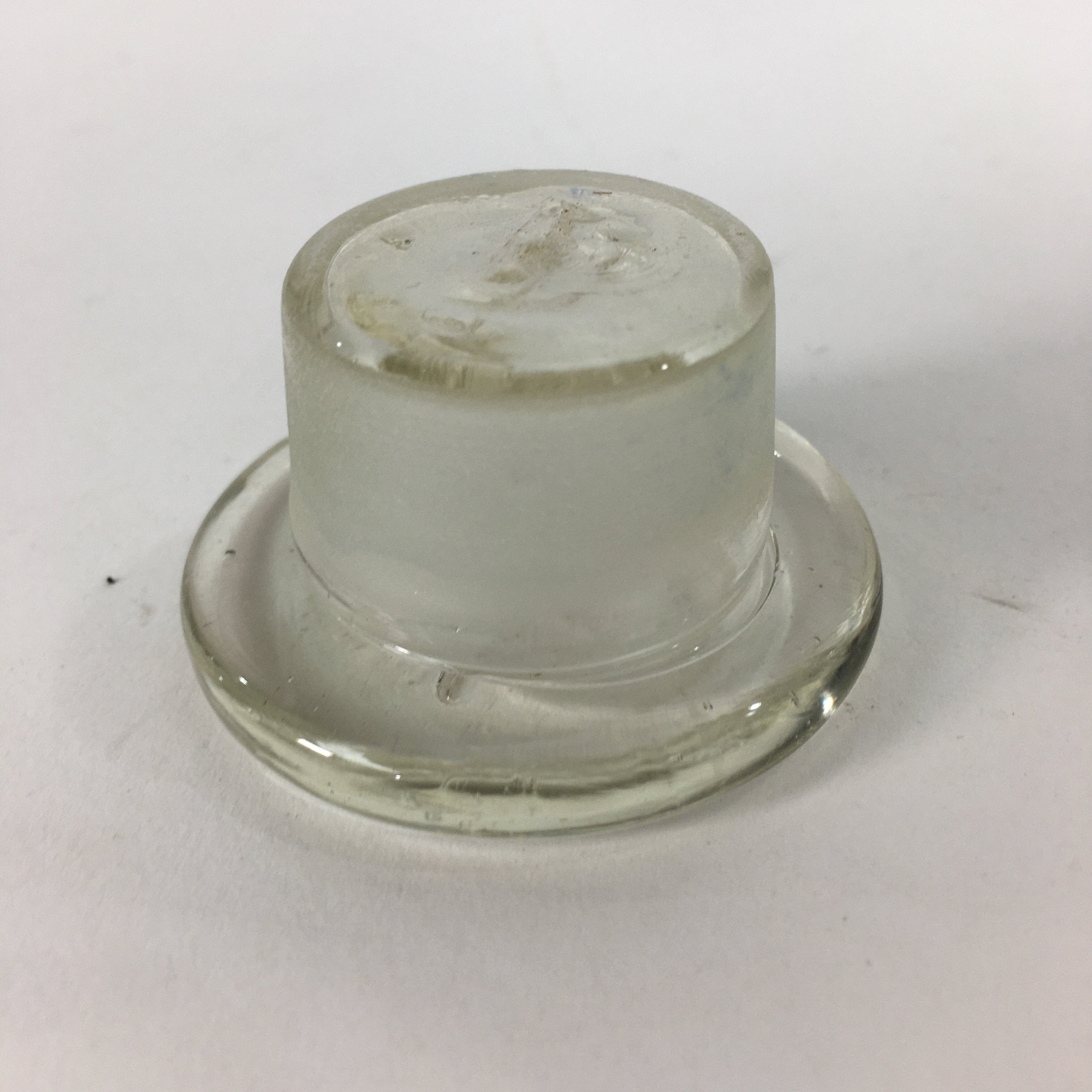 Japanese Lidded Glass Medicine Bottle Vtg Clear Color Glass 10.5 cm Vase MB24