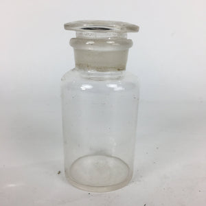 Japanese Lidded Glass Medicine Bottle Vtg Clear Color Glass 11 cm Vase MB20