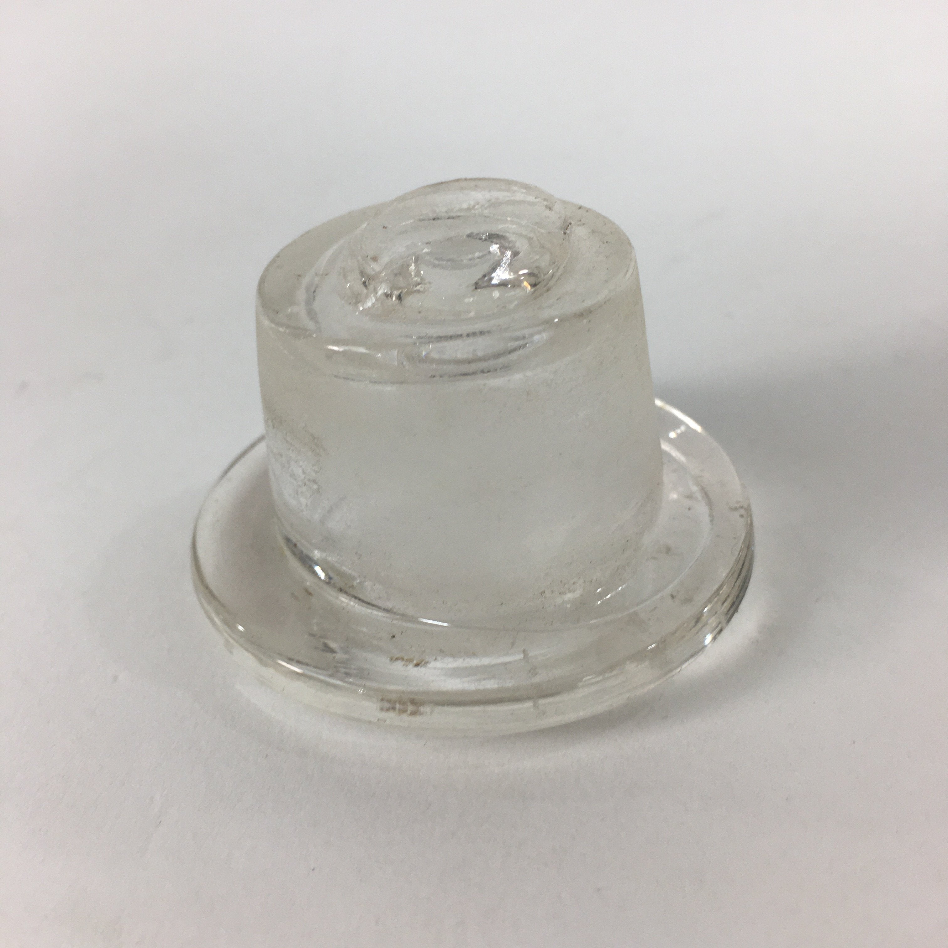 Japanese Lidded Glass Medicine Bottle Vtg Clear Color Glass 11 cm Vase MB20