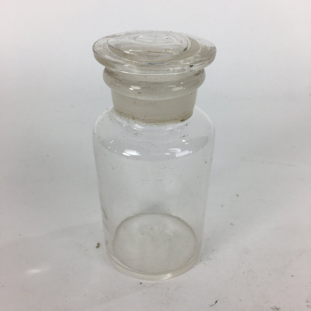 Japanese Lidded Glass Medicine Bottle Vtg Clear Color Glass 11 cm Vase MB20