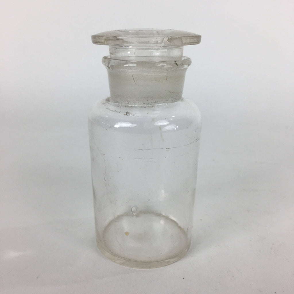 Japanese Lidded Glass Medicine Bottle Vtg Clear Color Glass 11 cm Vase MB25