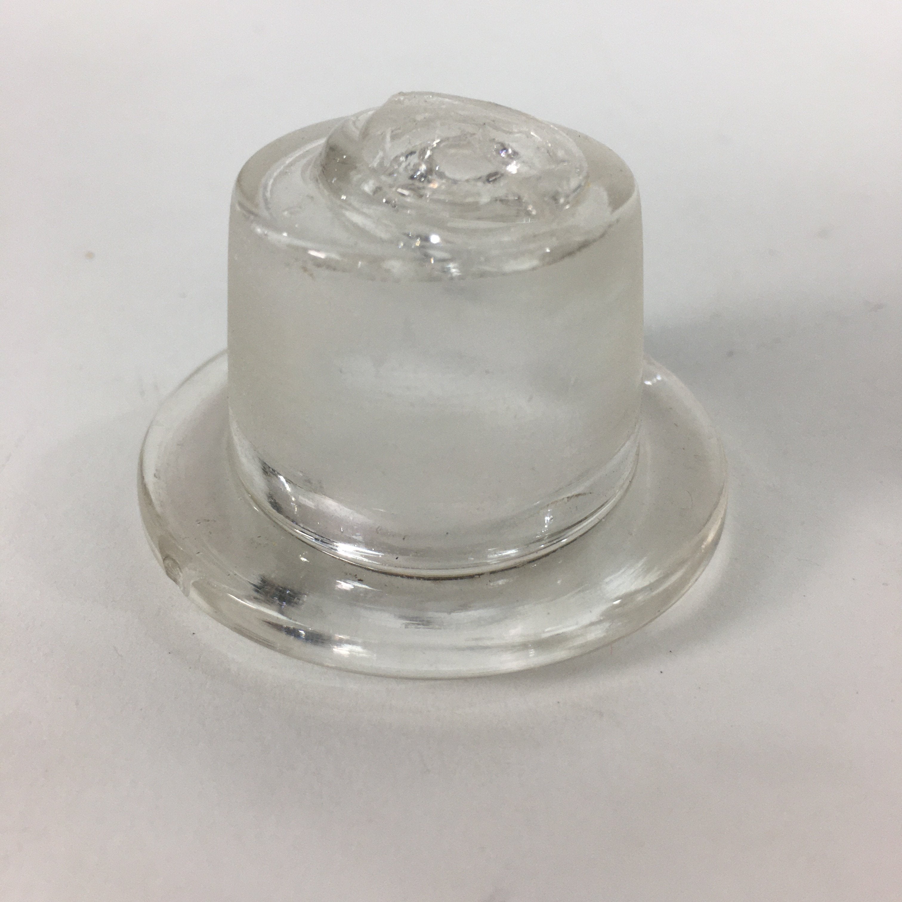 Japanese Lidded Glass Medicine Bottle Vtg Clear Color Glass 11 cm Vase MB25