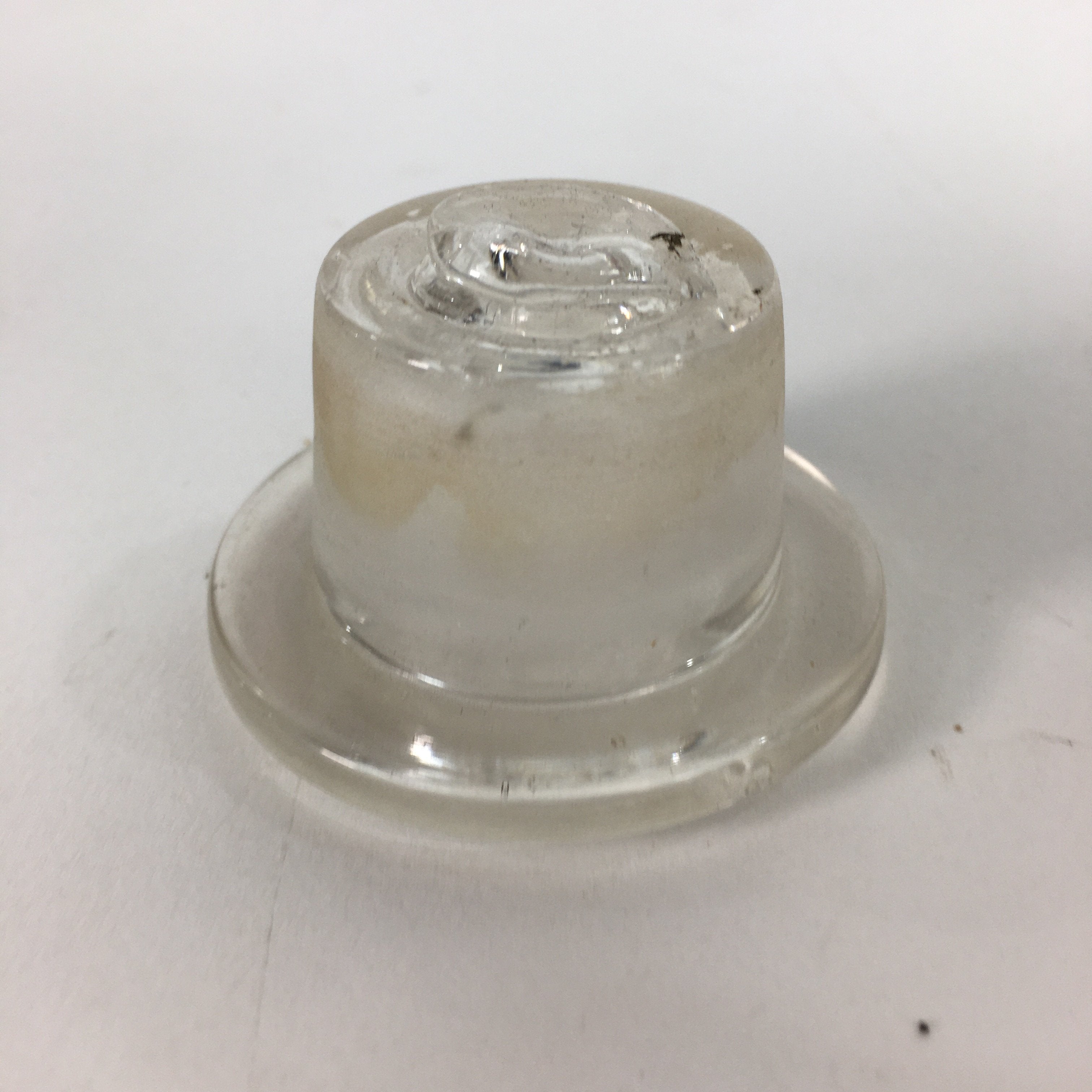 Japanese Lidded Glass Medicine Bottle Vtg Clear Color Glass 11.5 cm Vase MB23