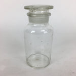 Japanese Lidded Glass Medicine Bottle Vtg Clear Color Glass 12.5 cm Vase MB19