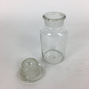 Japanese Lidded Glass Medicine Bottle Vtg Clear Color Glass 11.5