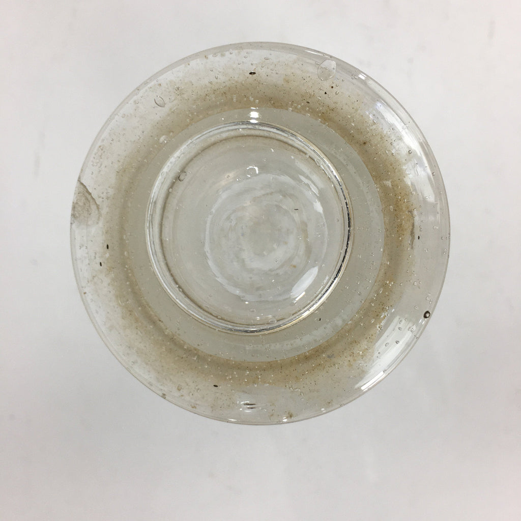 Japanese Lidded Glass Medicine Bottle Vtg Clear Color Glass 14.5 cm Vase MB18