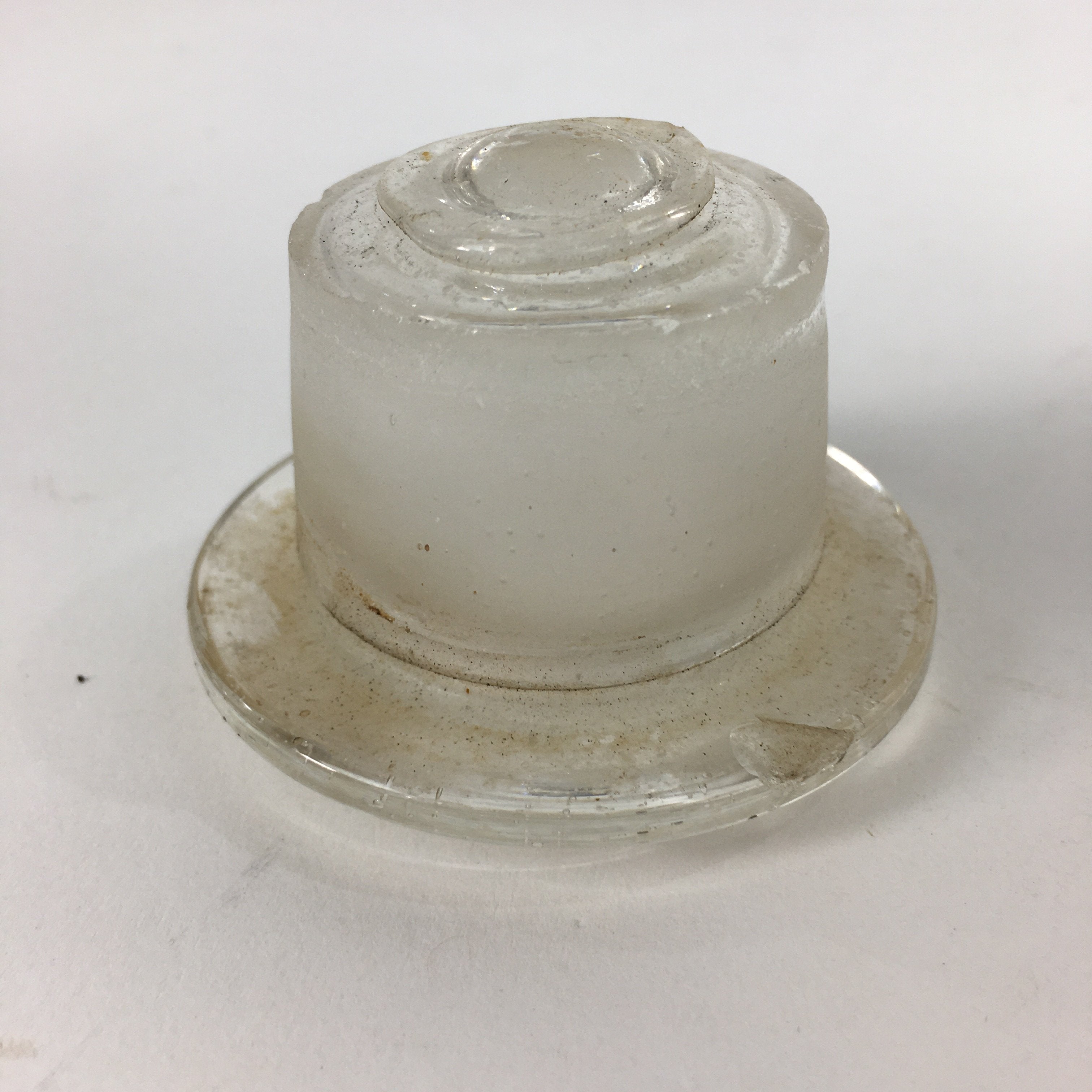Japanese Lidded Glass Medicine Bottle Vtg Clear Color Glass 14.5 cm Vase MB18