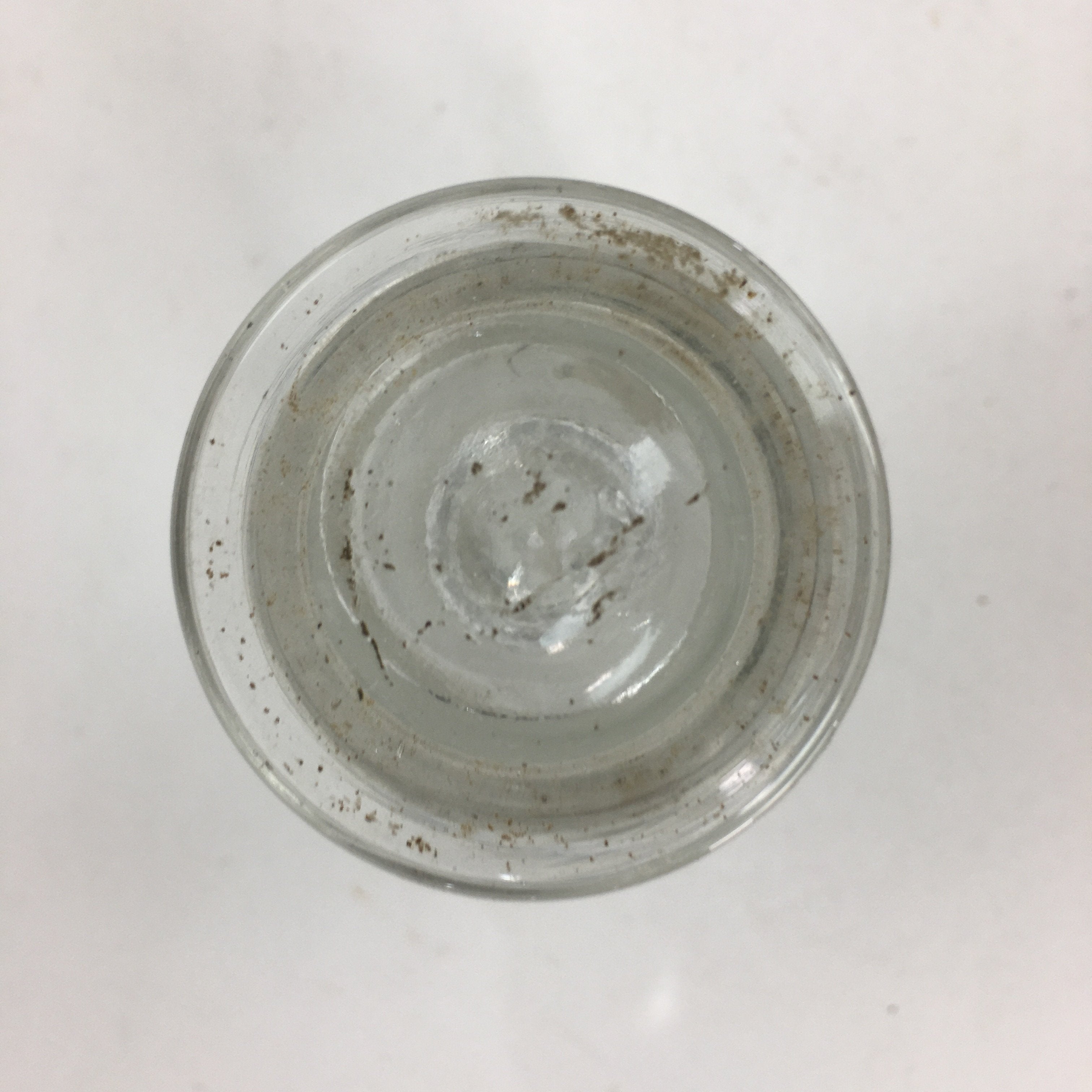 Japanese Lidded Glass Medicine Bottle Vtg Clear Color Glass 8.5 cm Vase MB27