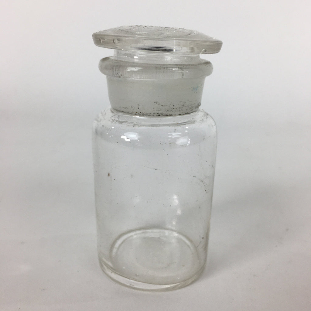 Japanese Lidded Glass Medicine Bottle Vtg Clear Color Glass 8.5 cm Vase MB30