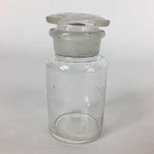 Japanese Lidded Glass Medicine Bottle Vtg Clear Color Glass 8.5 cm Vase MB30