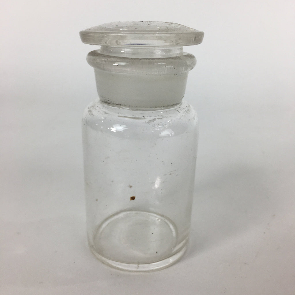 Japanese Lidded Glass Medicine Bottle Vtg Clear Color Glass 8.5 cm Vase MB30