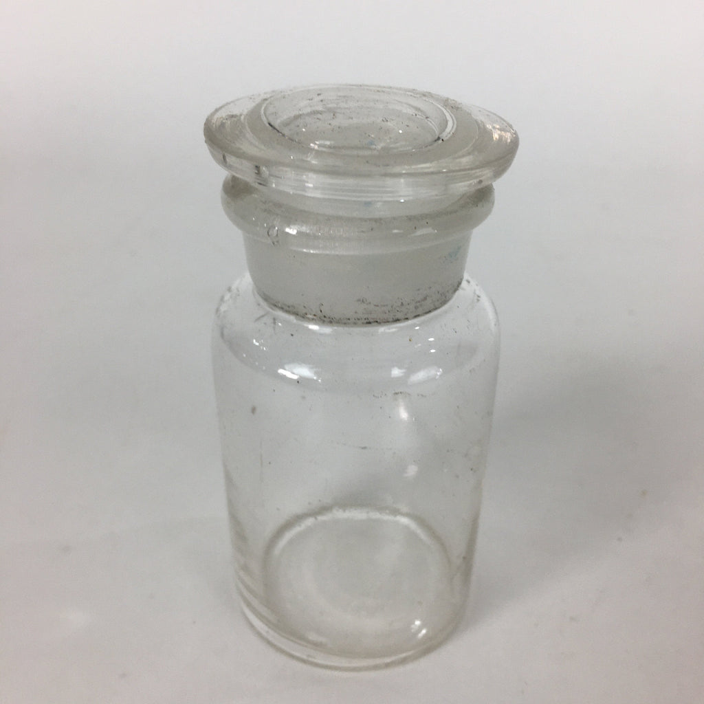 Japanese Lidded Glass Medicine Bottle Vtg Clear Color Glass 8.5 cm Vase MB30