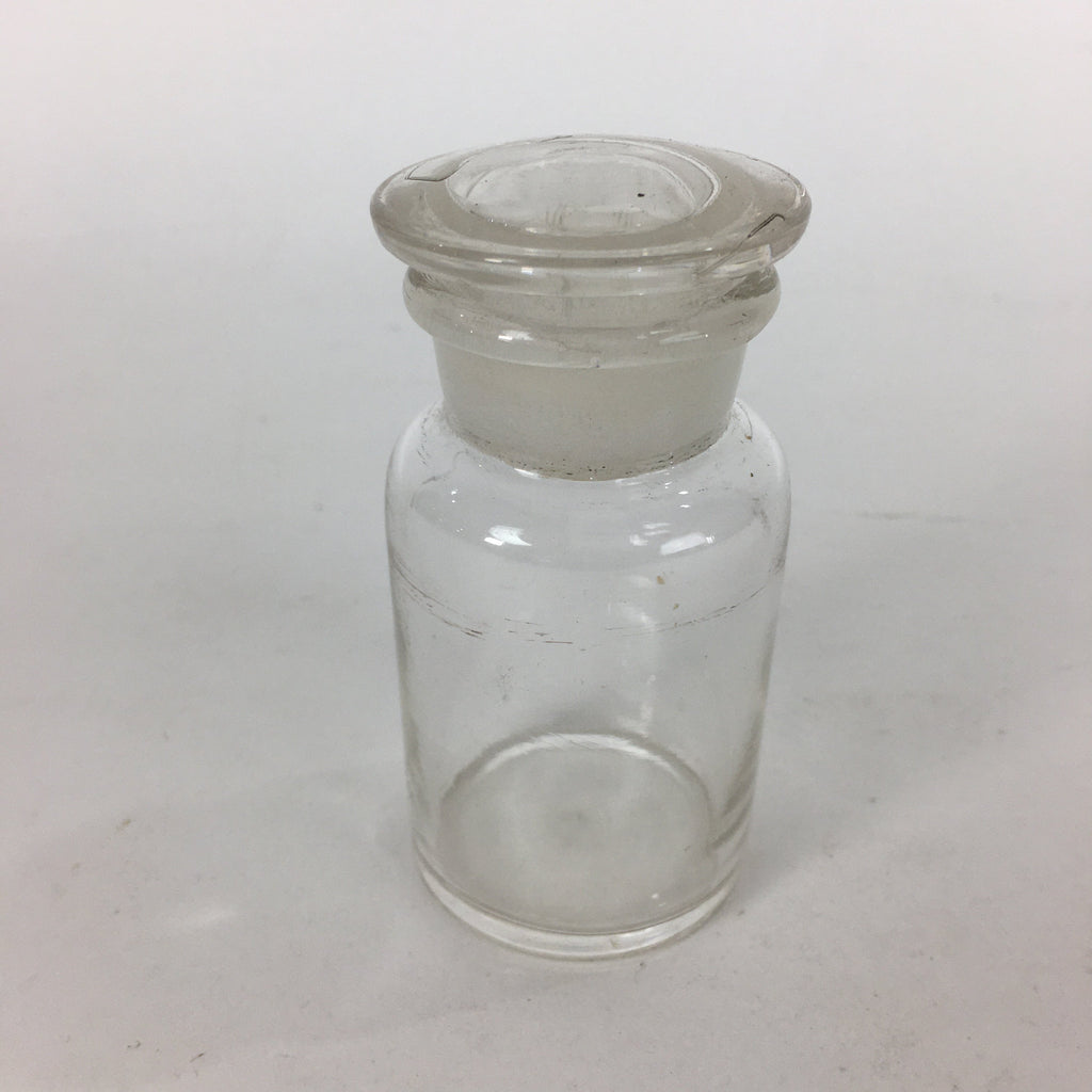 Japanese Lidded Glass Medicine Bottle Vtg Clear Color Glass 9 cm Vase MB28