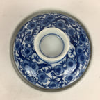Japanese Lidded Rice Bowl Vtg Blue White Sometsuke Porcelain Floral QT148
