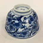 Japanese Lidded Rice Bowl Vtg Blue White Sometsuke Porcelain Floral QT148