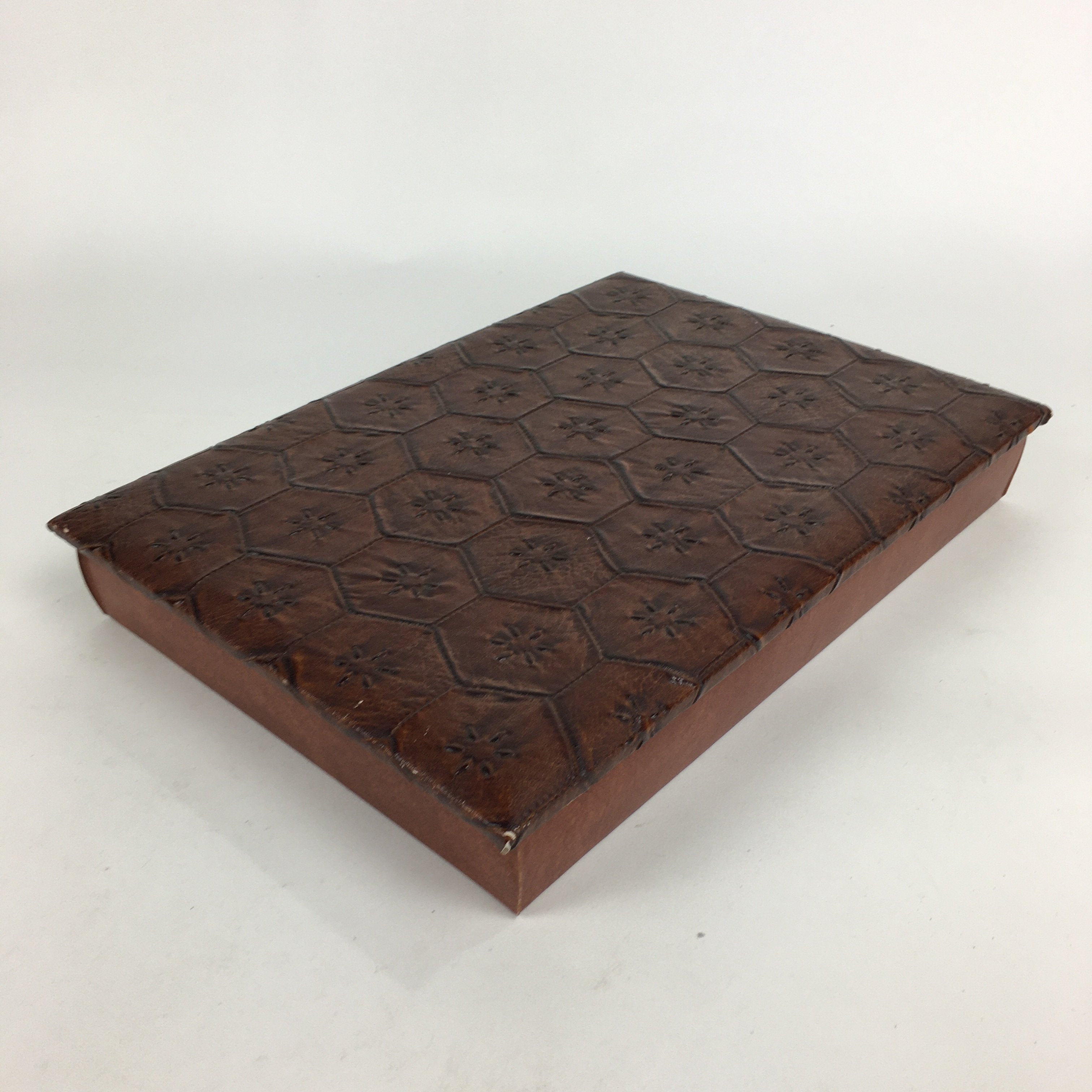 Japanese Lidded Trinket Box Vtg Artificial leather Document box Fumibako JK251