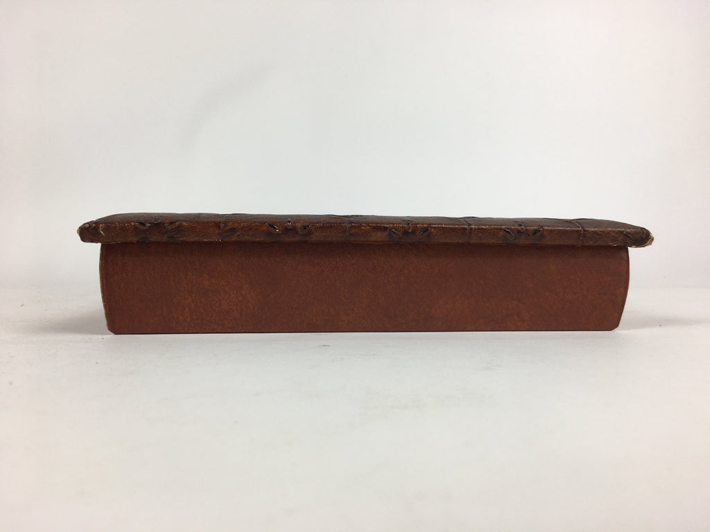 Japanese Lidded Trinket Box Vtg Artificial leather Document box Fumibako JK251