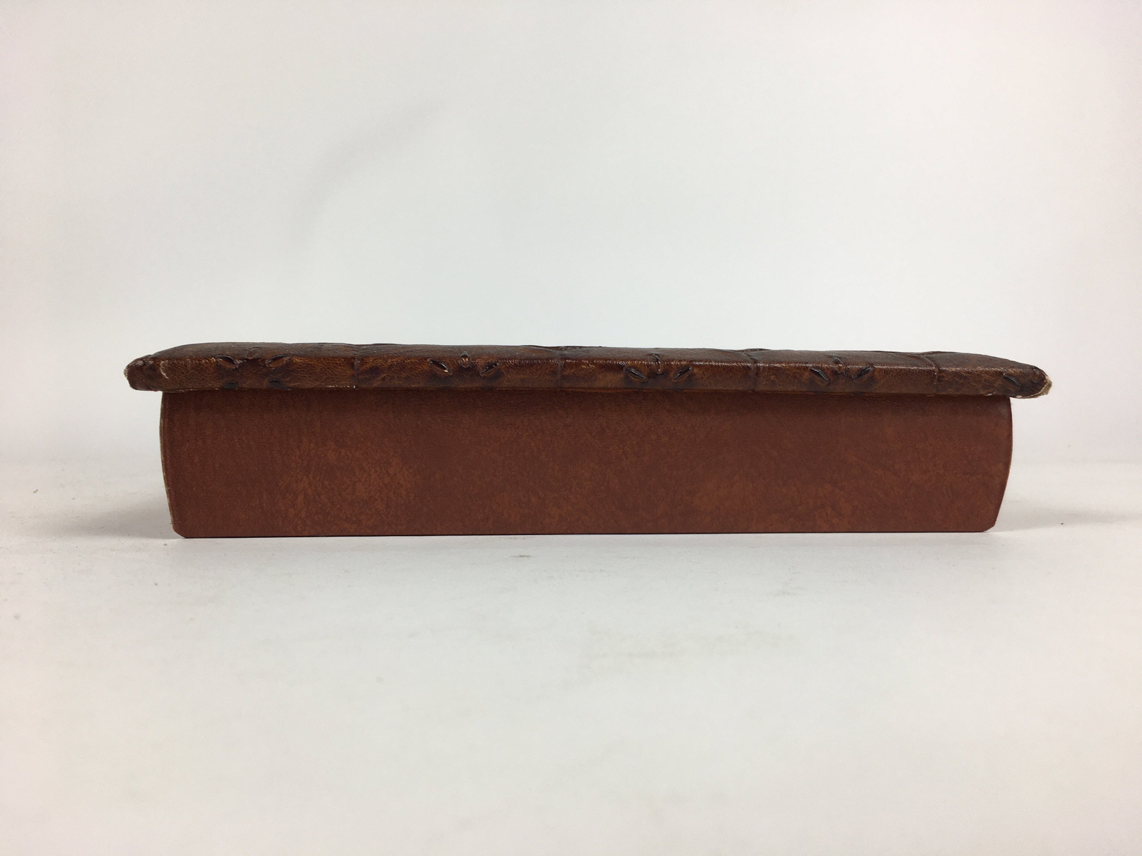 Japanese Lidded Trinket Box Vtg Artificial leather Document box Fumibako JK251