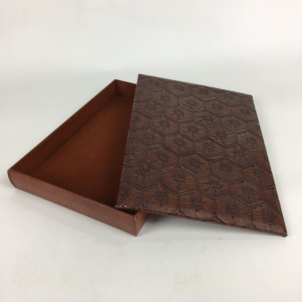 Japanese Lidded Trinket Box Vtg Artificial leather Document box Fumibako JK251