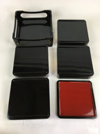 Japanese Lunch Box Jubako And Stand Vtg Black Gold Makie Abalone PX610