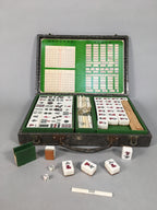 Japanese Mahjong Set Vtg Traditional Tile Game Handle Case JK174