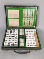 Japanese Mahjong Set Vtg Traditional Tile Game Handle Case JK174