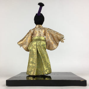 Japanese Man Hina Doll Vtg Figurine Fabric Golden Kimono Ningyo BD798