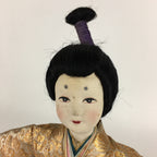 Japanese Man Hina Doll Vtg Figurine Fabric Golden Kimono Ningyo BD798