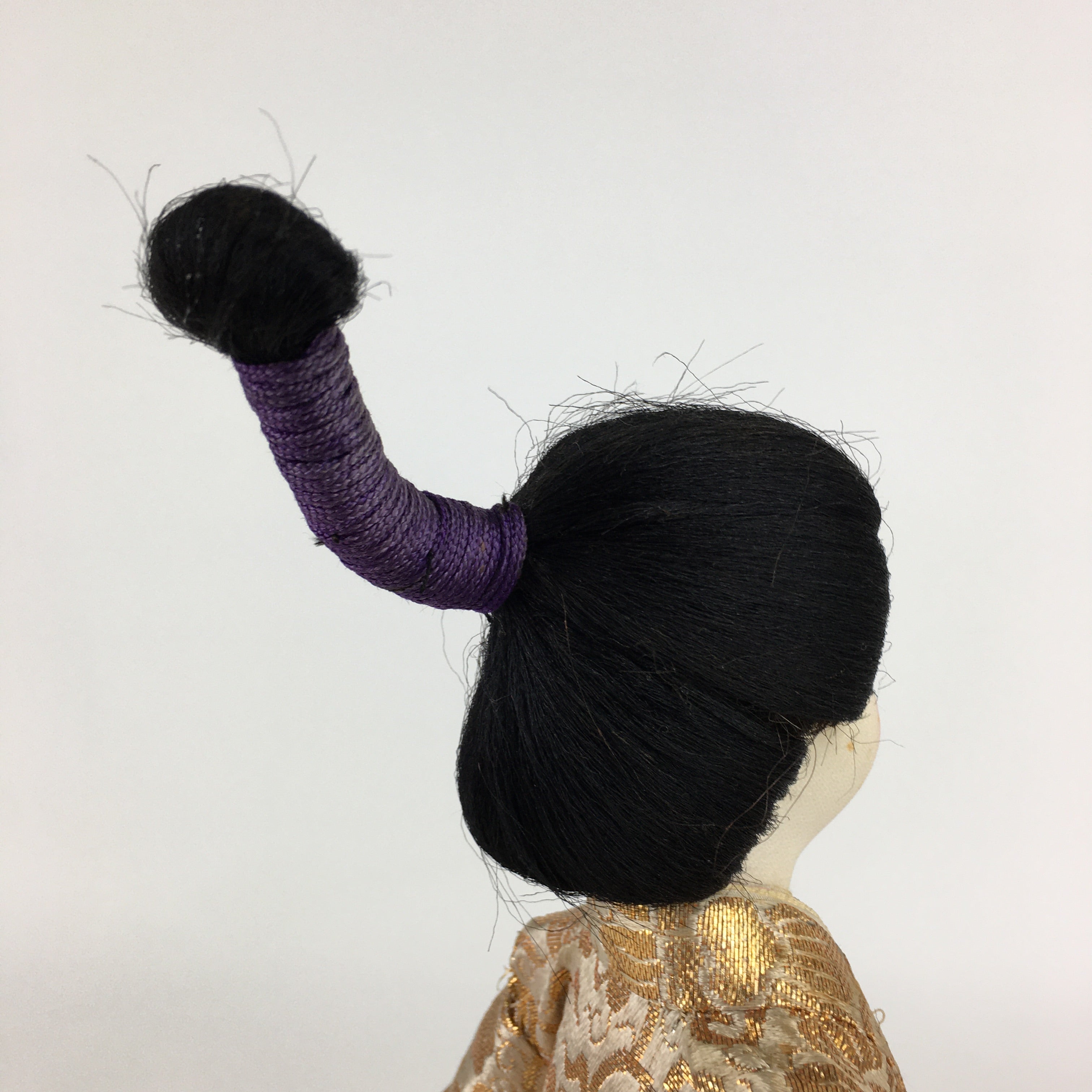 Japanese Man Hina Doll Vtg Figurine Fabric Golden Kimono Ningyo BD798
