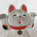Japanese Manekineko Piggy bank Vtg Plaster Beckoning Cat Lucky Charm White BD730