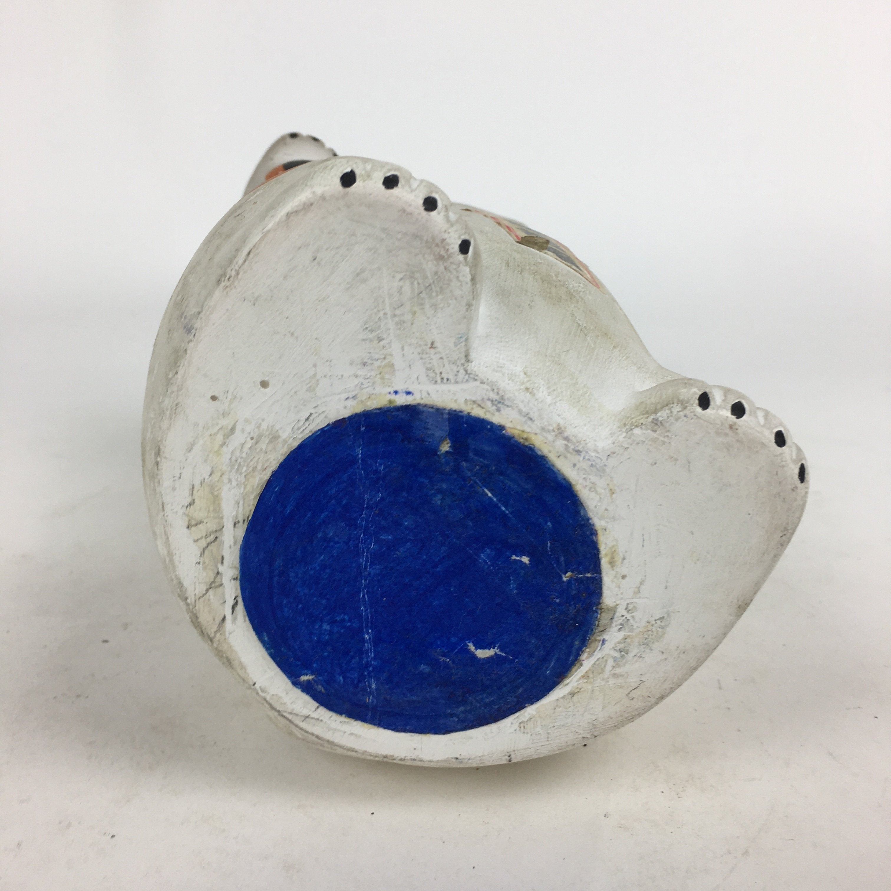Japanese Manekineko Piggy bank Vtg Plaster Beckoning Cat Lucky Charm White BD730