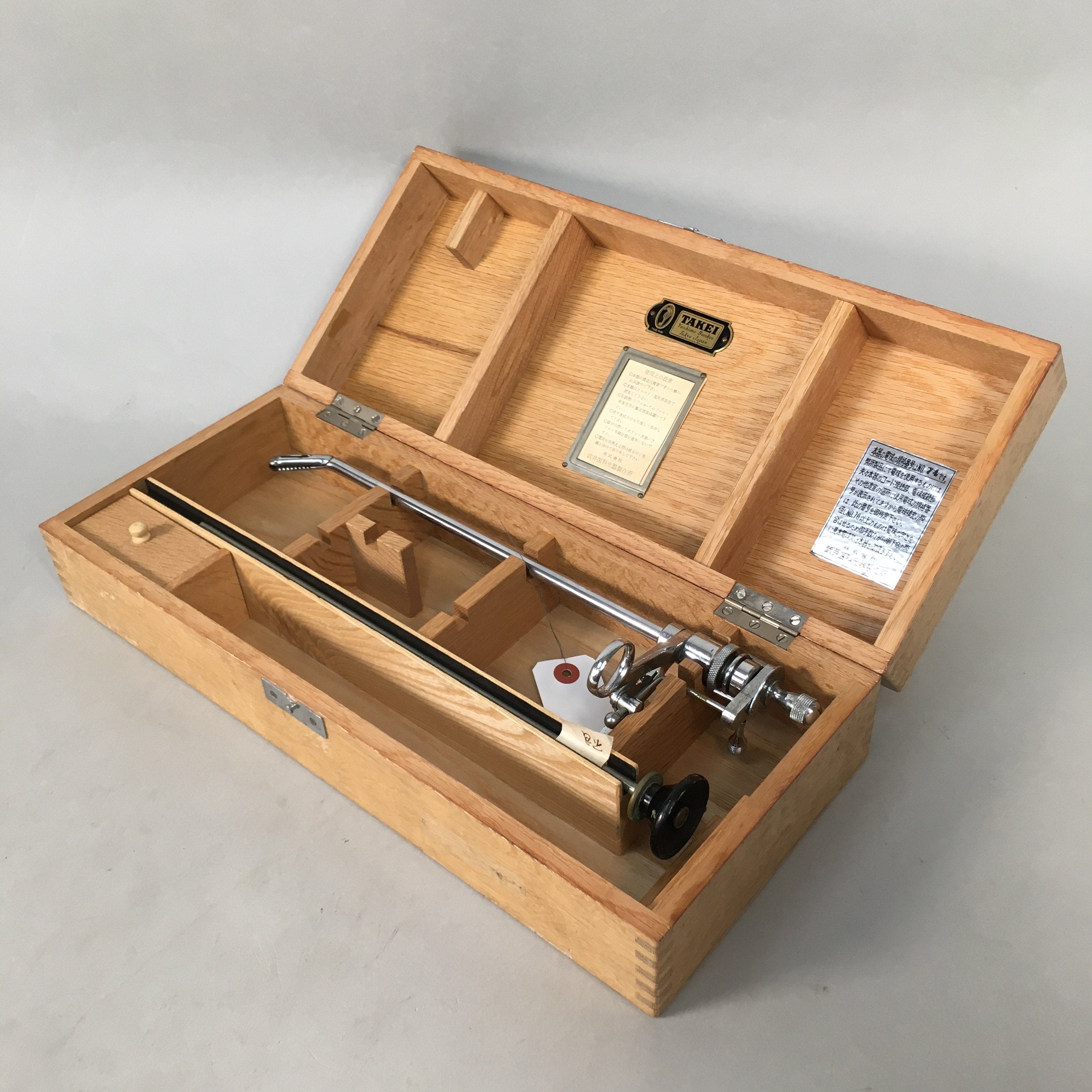 Japanese Medical Instrument Metal Tool Vtg Wooden Boxed PX529