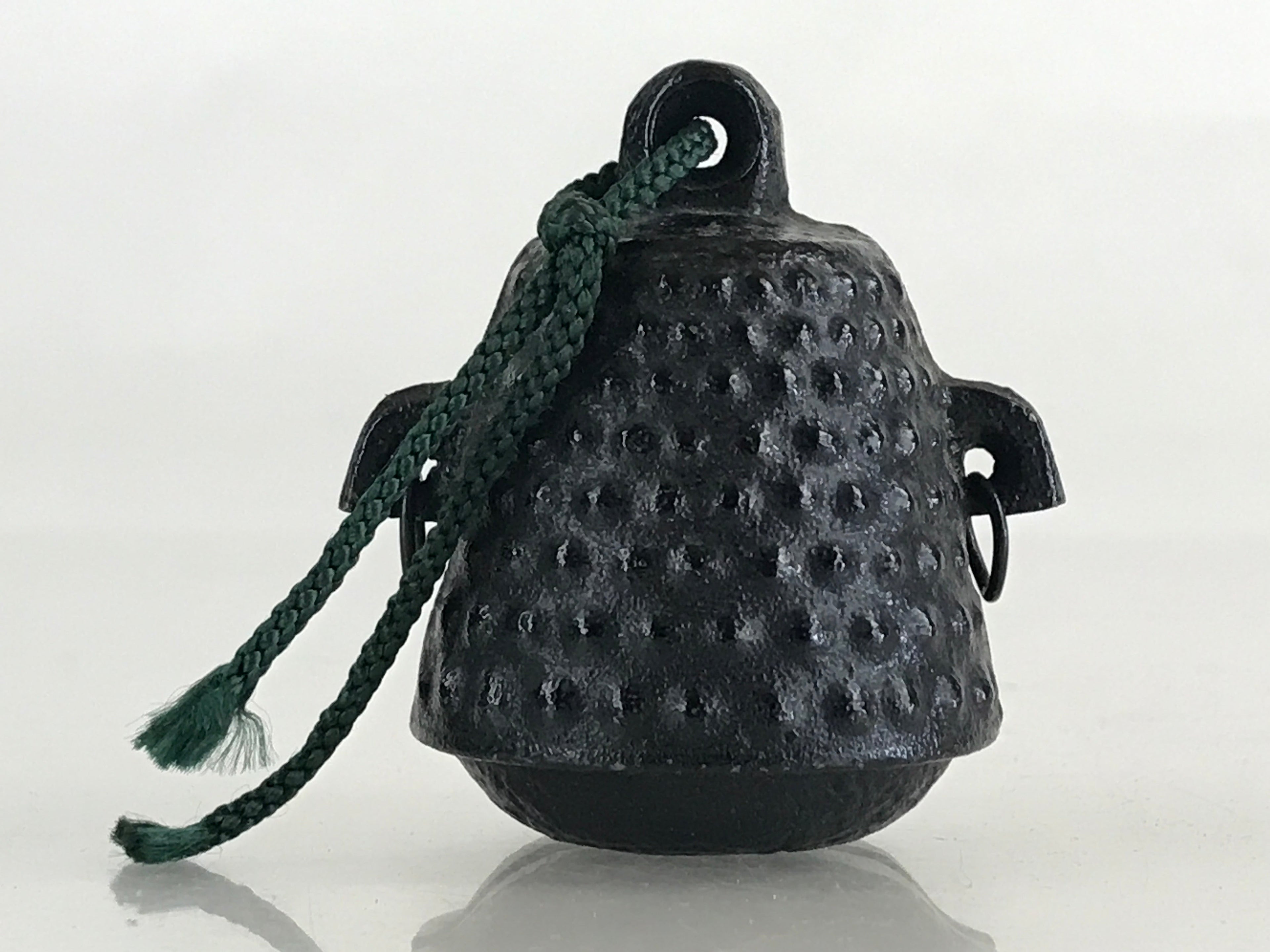 Japanese Metal Bell Tetsurei Iron Bell Nunbu-Tekki Arare Vtg Korin Amulet Black