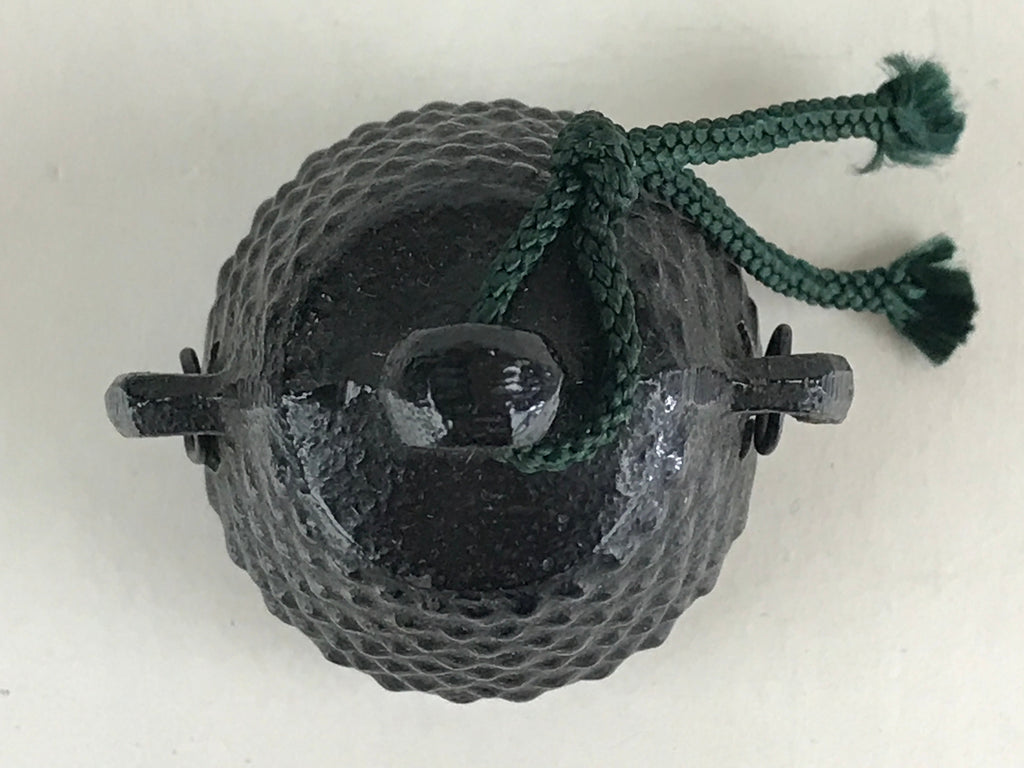 Japanese Metal Bell Tetsurei Iron Bell Nunbu-Tekki Arare Vtg Korin Amulet Black
