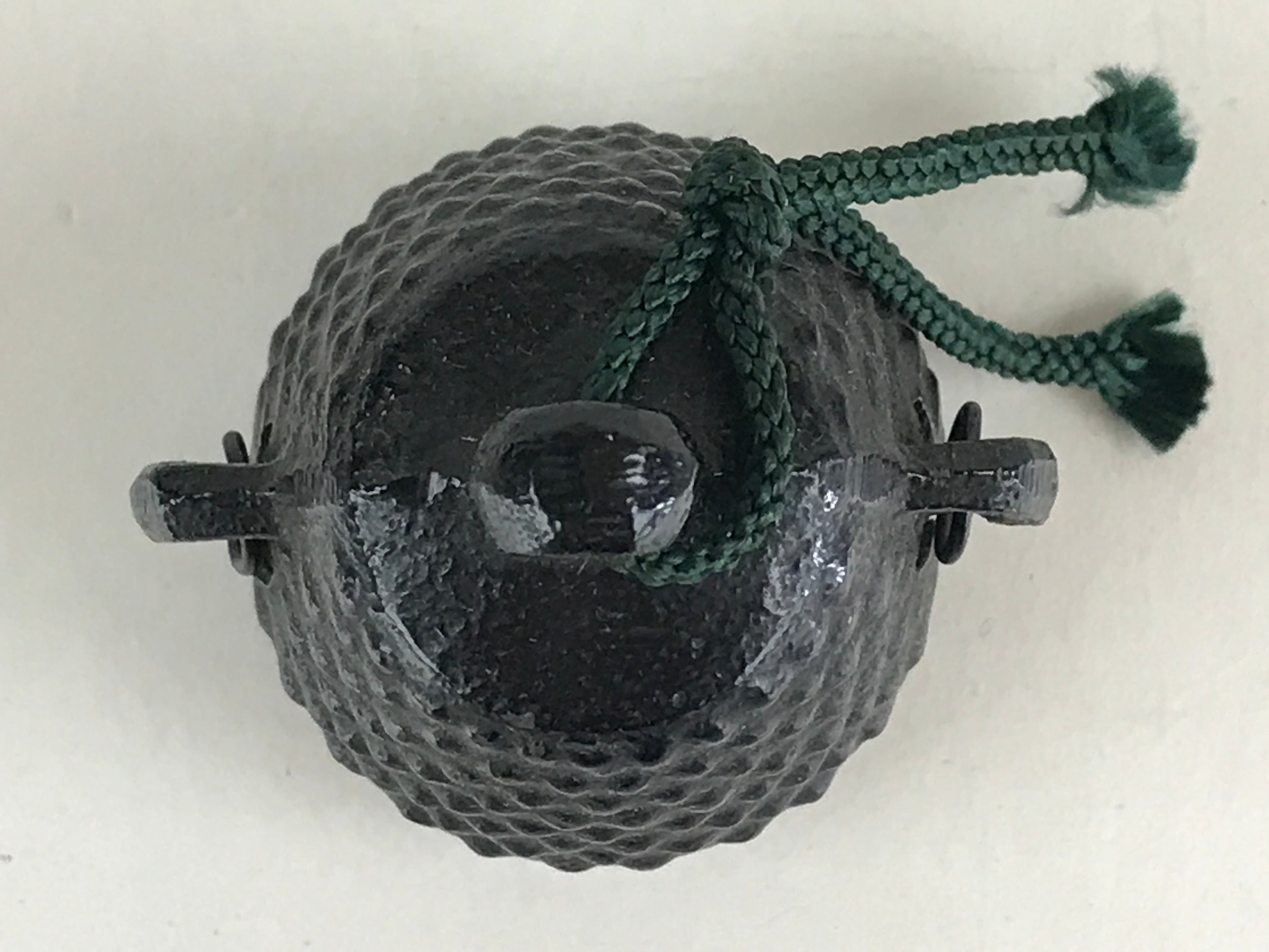 Japanese Metal Bell Tetsurei Iron Bell Nunbu-Tekki Arare Vtg Korin Amulet Black