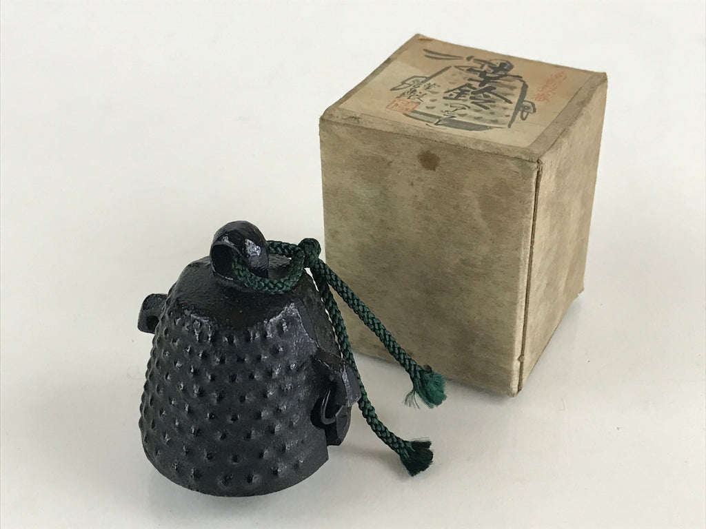 Japanese Metal Bell Tetsurei Iron Bell Nunbu-Tekki Arare Vtg Korin Amulet Black