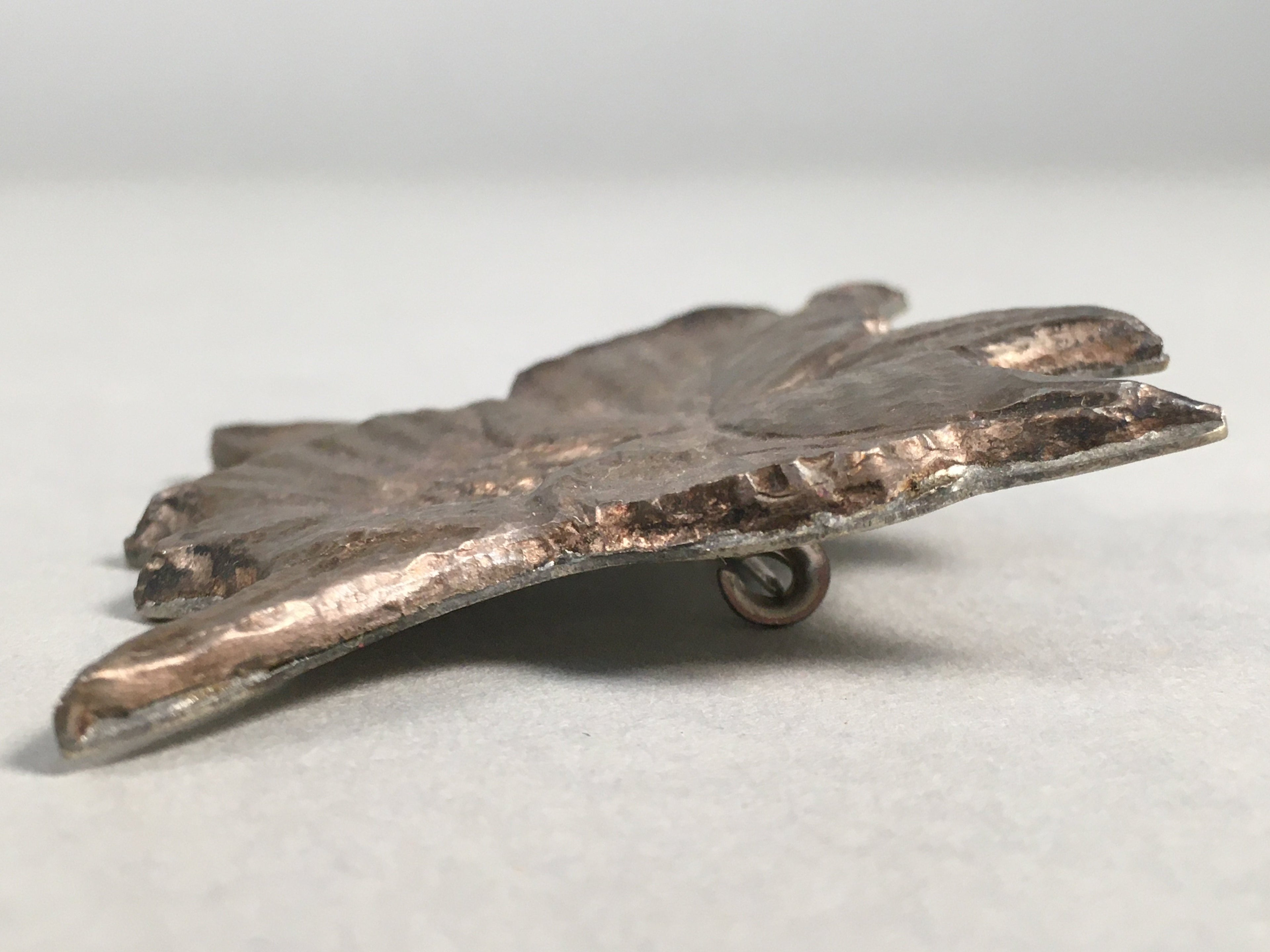 Japanese Metal Brooch Vtg Badge Pin Flower Leaf Petal JK107